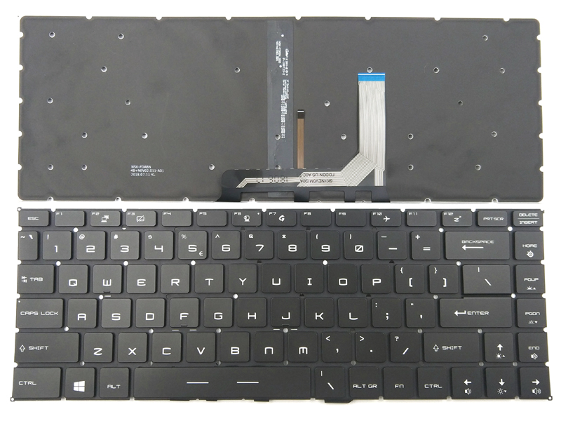 Genuine Backlit Keyboard for MSI GS65 GS65VR Modern-14 Series P65-Creator PS42-Modern PS63-Modern Series Laptop -- White Letter