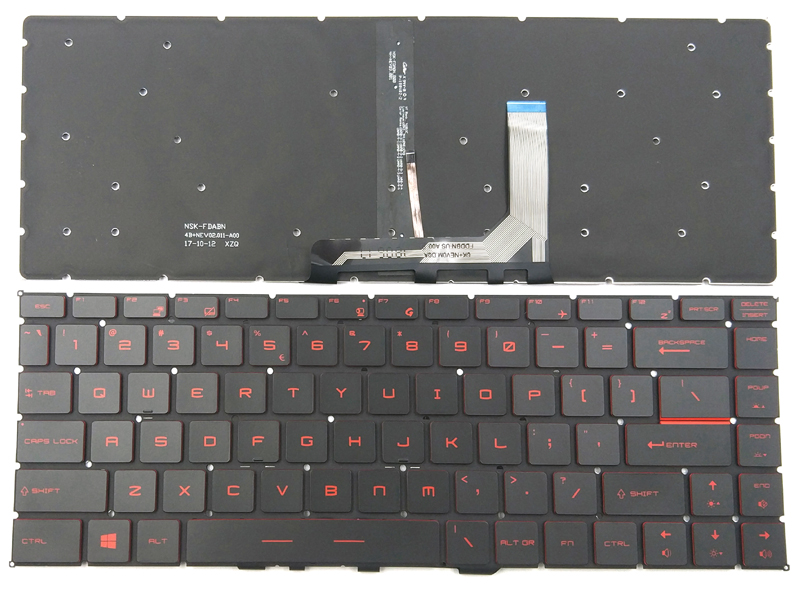 Genuine Backlit Keyboard for MSI GS65 GS65VR Modern-14 Series P65-Creator PS42-Modern PS63-Modern Series Laptop -- Red Letter